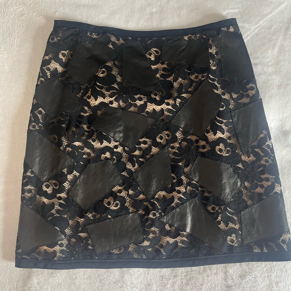 3.1 Phillip Lim Women’s Black Leather & Lace Patchwork Silk Lined Mini Skirt 6
